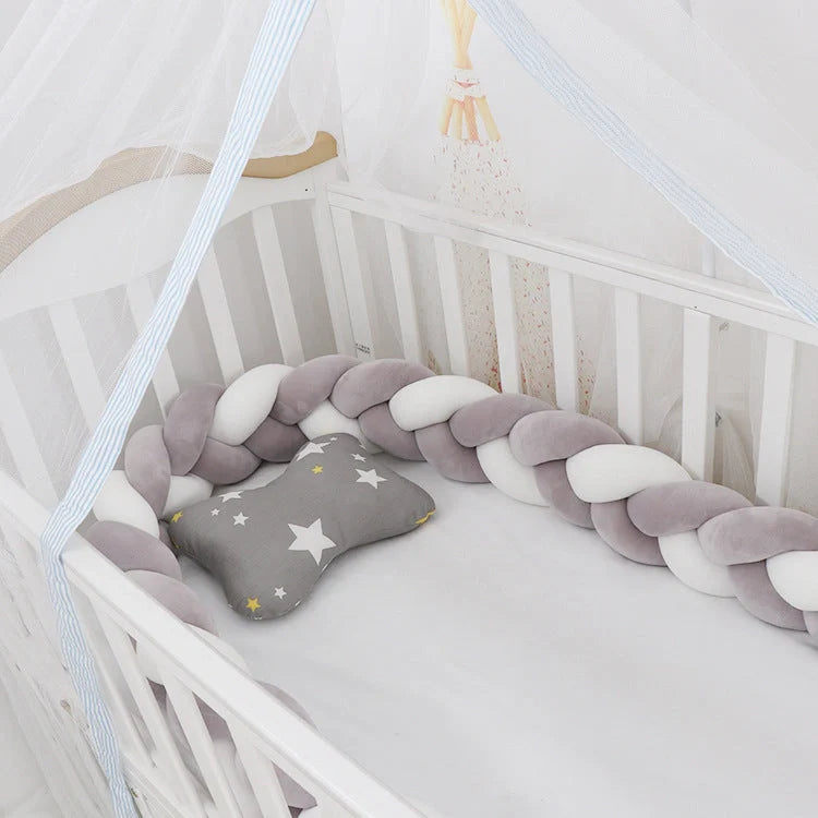 Baby Bumper Bed Braid Knot Pillow Cushion for infant crib safety in various colours