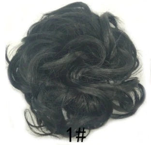 Synthetic wavy curly messy hair bun for women, 12cm diameter, high temperature wire