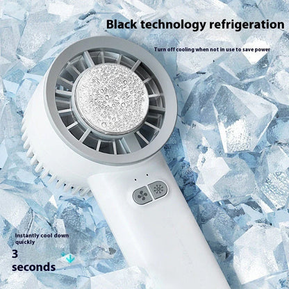 Powerful and portable handheld turbo fan with ice-cooling function for refreshing summer comfort