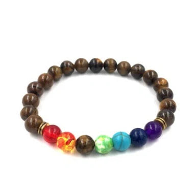 Stylish 8mm Agate Volcanic Stone Chakra Bracelet in various colours