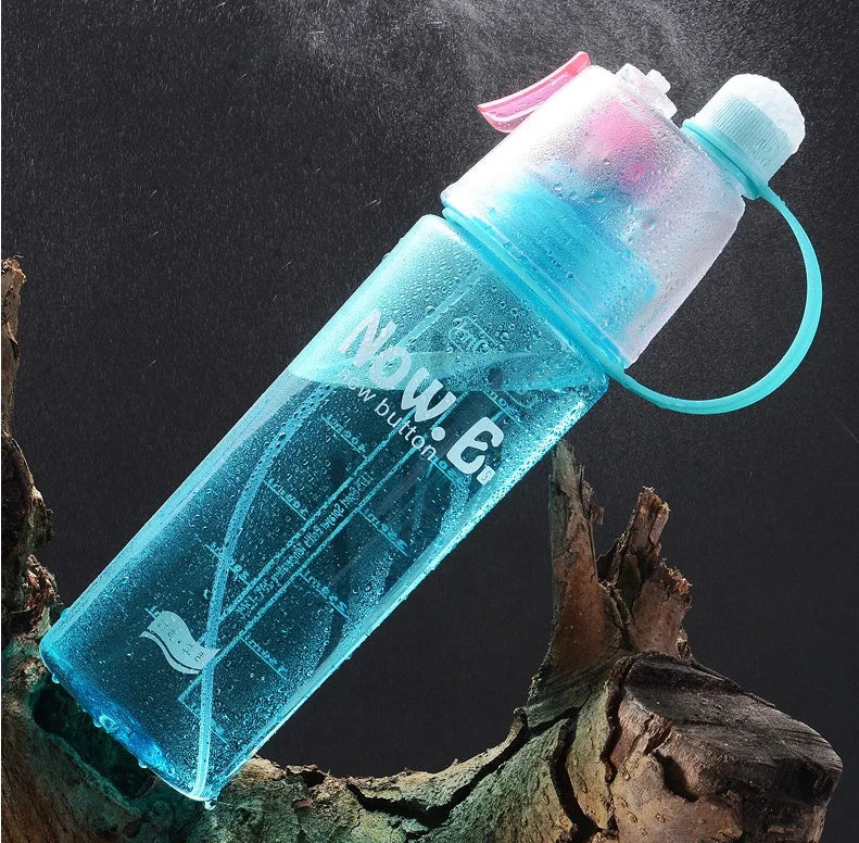 Refreshing mist spray cup with adjustable water spray, transparent scale, and compact design for outdoor activities
