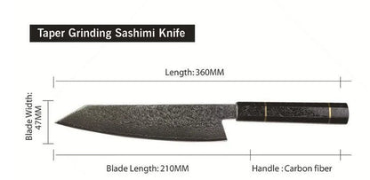 Exquisite Japanese Damascus Steel Chef's Knife with Stunning Brocade Pattern and Ergonomic Resin Wood Handle