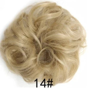 Synthetic wavy curly messy hair bun for women, 12cm diameter, high temperature wire