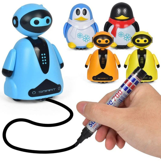 Drawn Line Magic Pet Toy Robot Pen with optical sensor following black lines