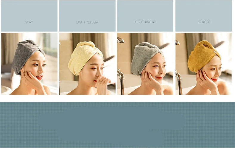 Luxury microfibre hair drying cap with absorbent and quick-drying properties, available in various colours