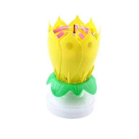 Musical Lotus Candles in various colours, showcasing the elegant lotus design and music feature