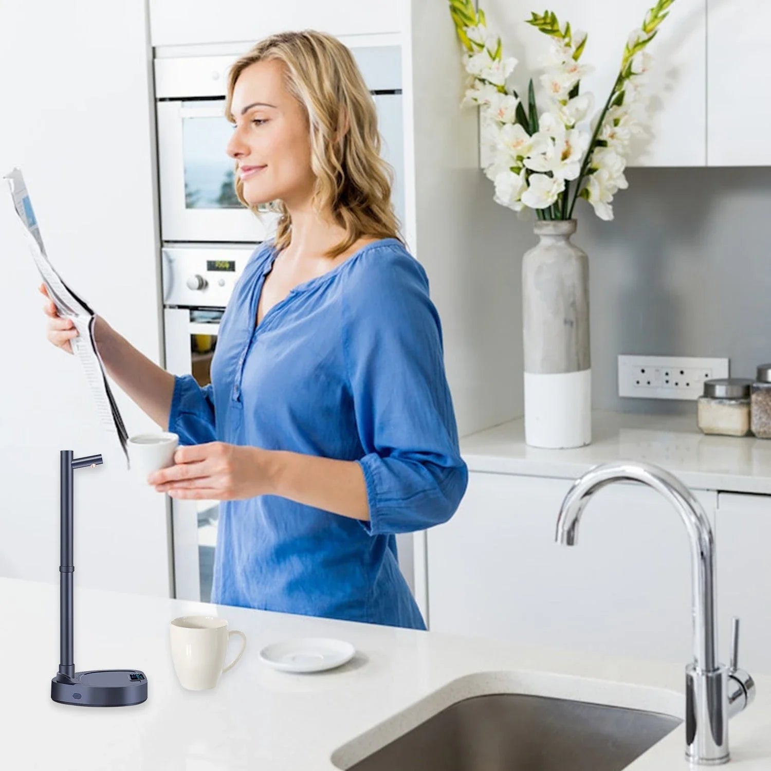 Rechargeable electric water dispenser with smart 8-stage capacity selection, hands-free operation, and extended water pipe for versatile use