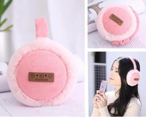 Bluetooth Earmuffs Headphones with warm plush lining for winter comfort