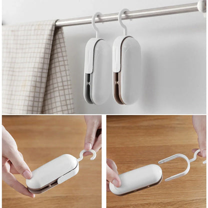 Mini Sealer Portable Heat Sealer in grey and brown for sealing snack bags and plastic packaging