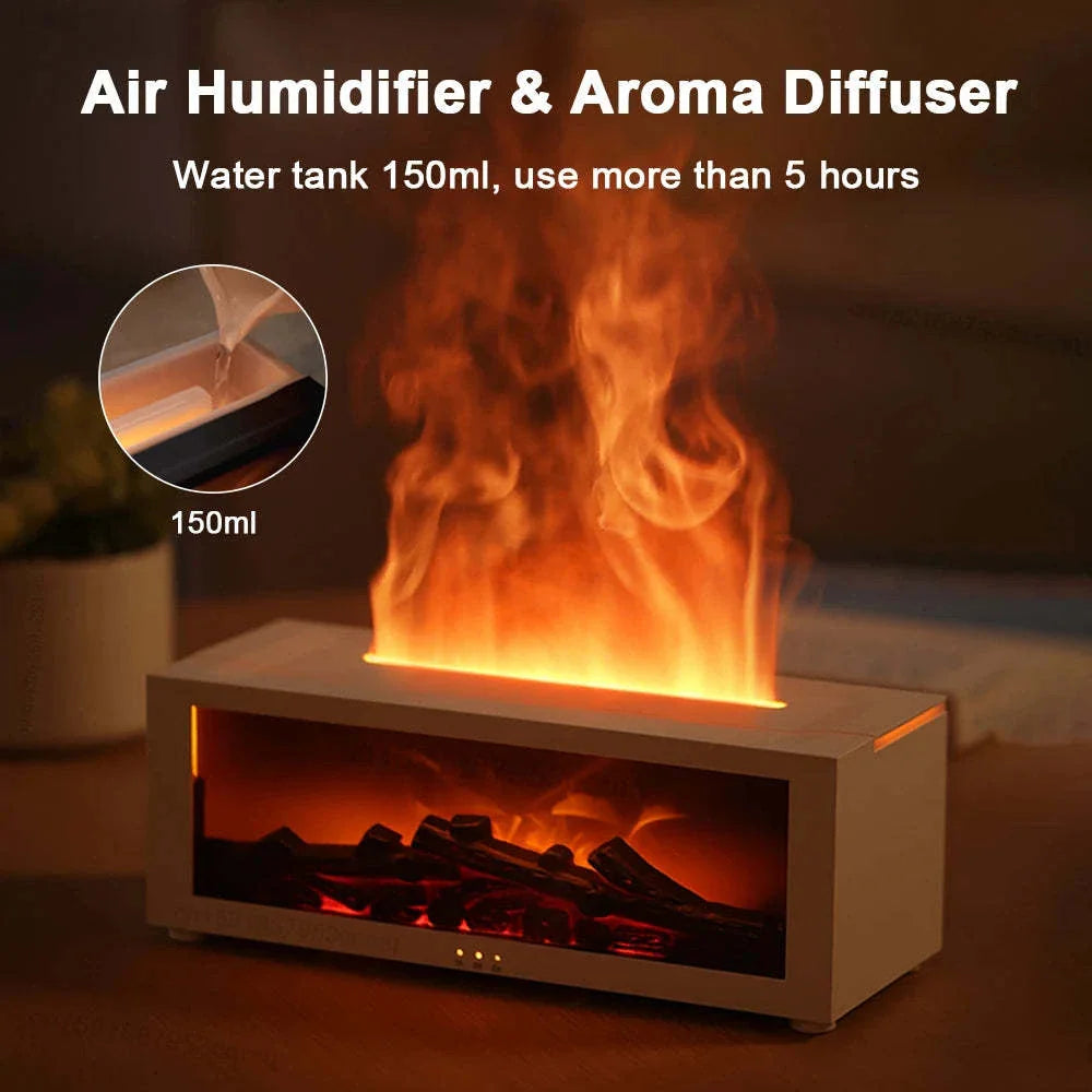 Flame Aromatherapy Diffuser with 3D flame effect, mood lighting, and essential oil diffusion capabilities