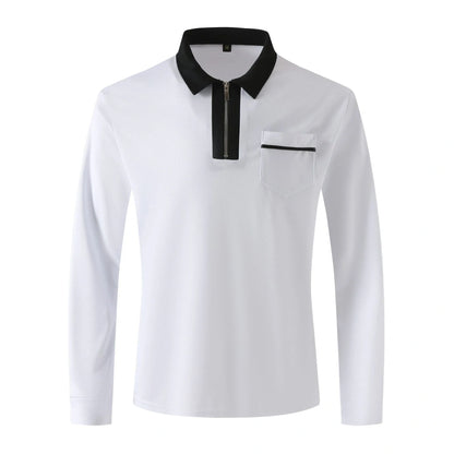2024 Autumn Men's Long Sleeve Zipper Polo Shirts in various colours