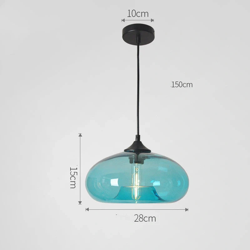 Nordic Modern Loft Pendant Lamp with glass body and aluminium shade in various colours