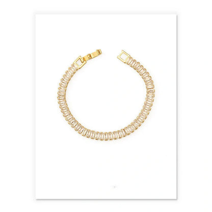 Elegant zircon bracelet with geometric design and gold-plated inlays
