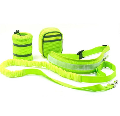 Adjustable hands-free dog leash with waist bag in various colours