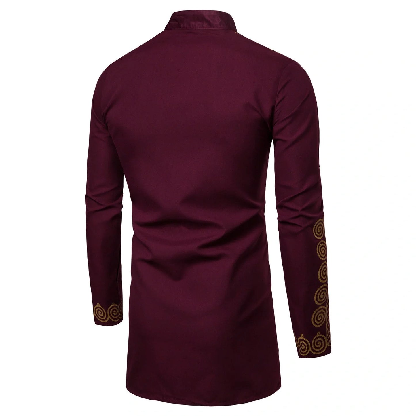 Men's African-inspired long sleeve hoodie in cotton blend available in white, black, and wine red