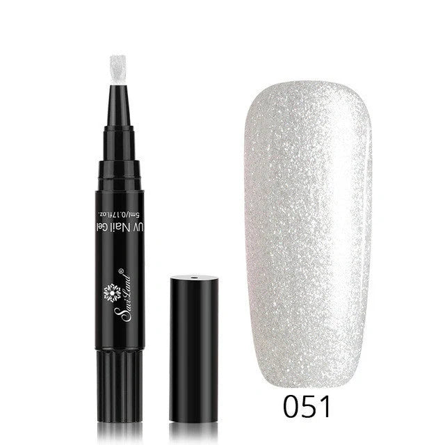 3-in-1 Gel Nail Varnish Pen with Glitter for easy one-step nail art