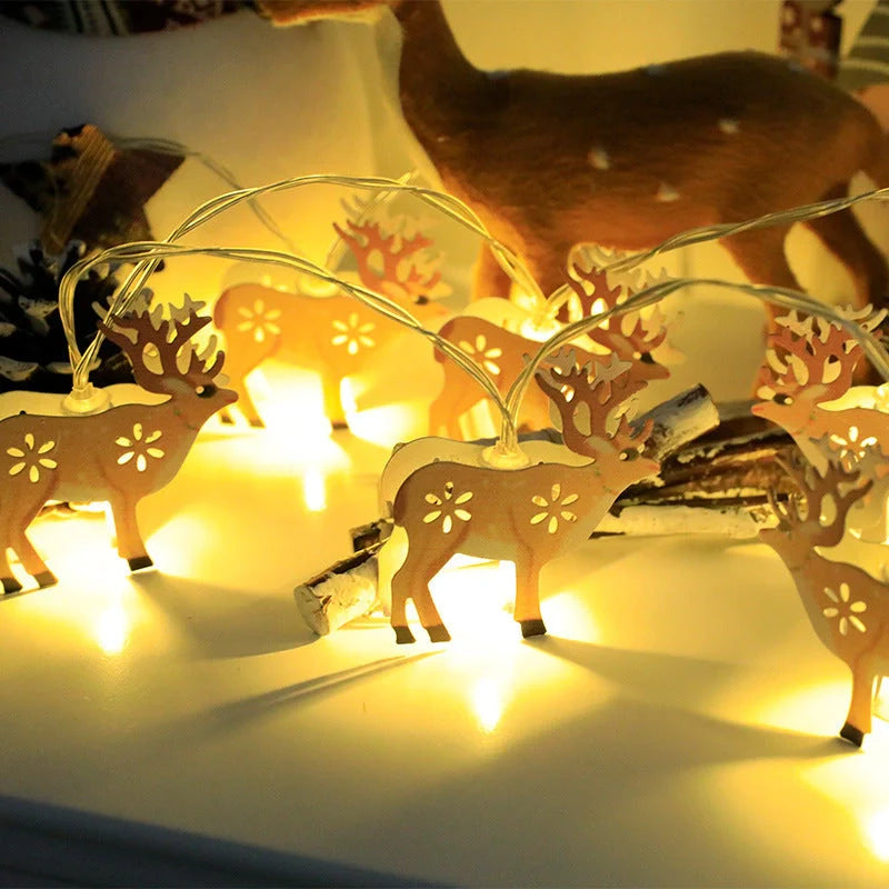 Christmas LED light string with Santa Claus, elk, and snowman ornaments for festive decoration