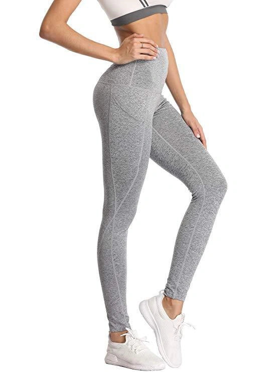 Women's lightweight mesh yoga pants with pockets in various colours