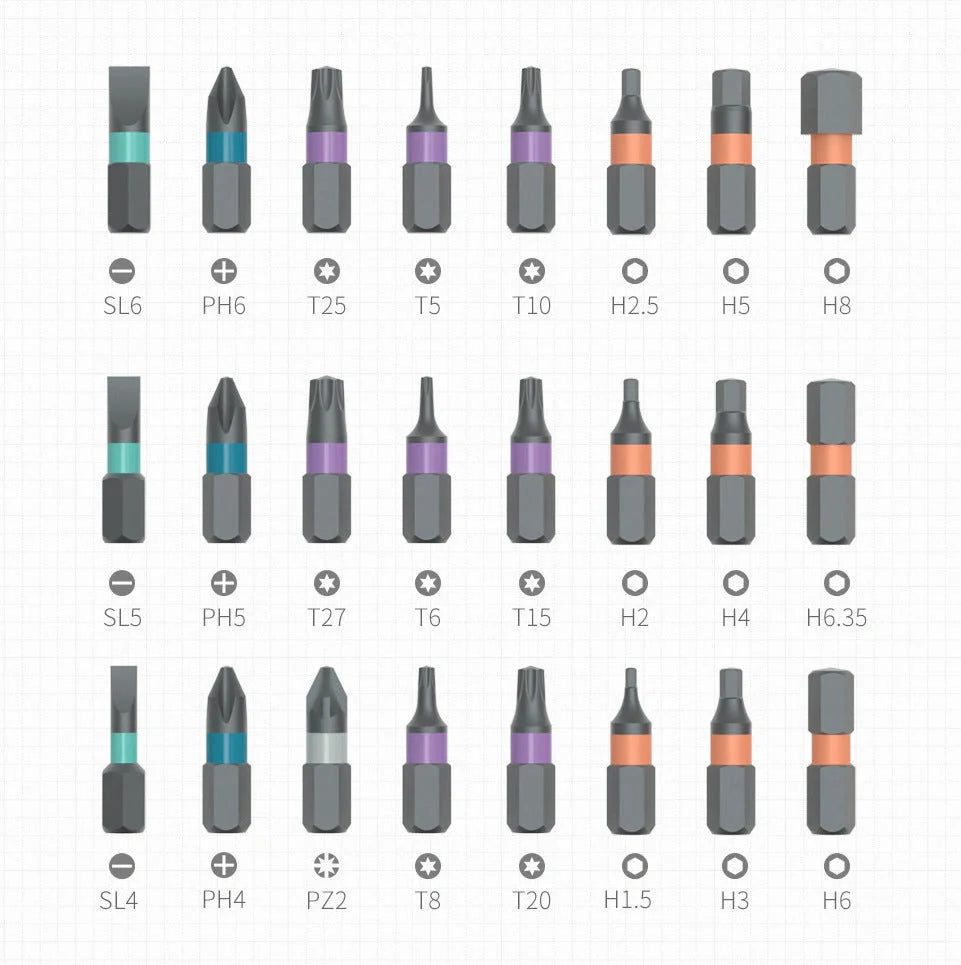 24-in-1 Ratchet Screwdriver Set with S2 alloy steel bits and compact handle