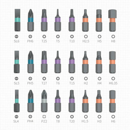 24-in-1 Ratchet Screwdriver Set with S2 alloy steel bits and compact handle