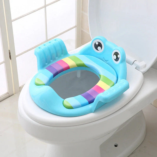 Adjustable non-slip baby toilet seat in Pink, Sky Blue, and Green for safe potty training