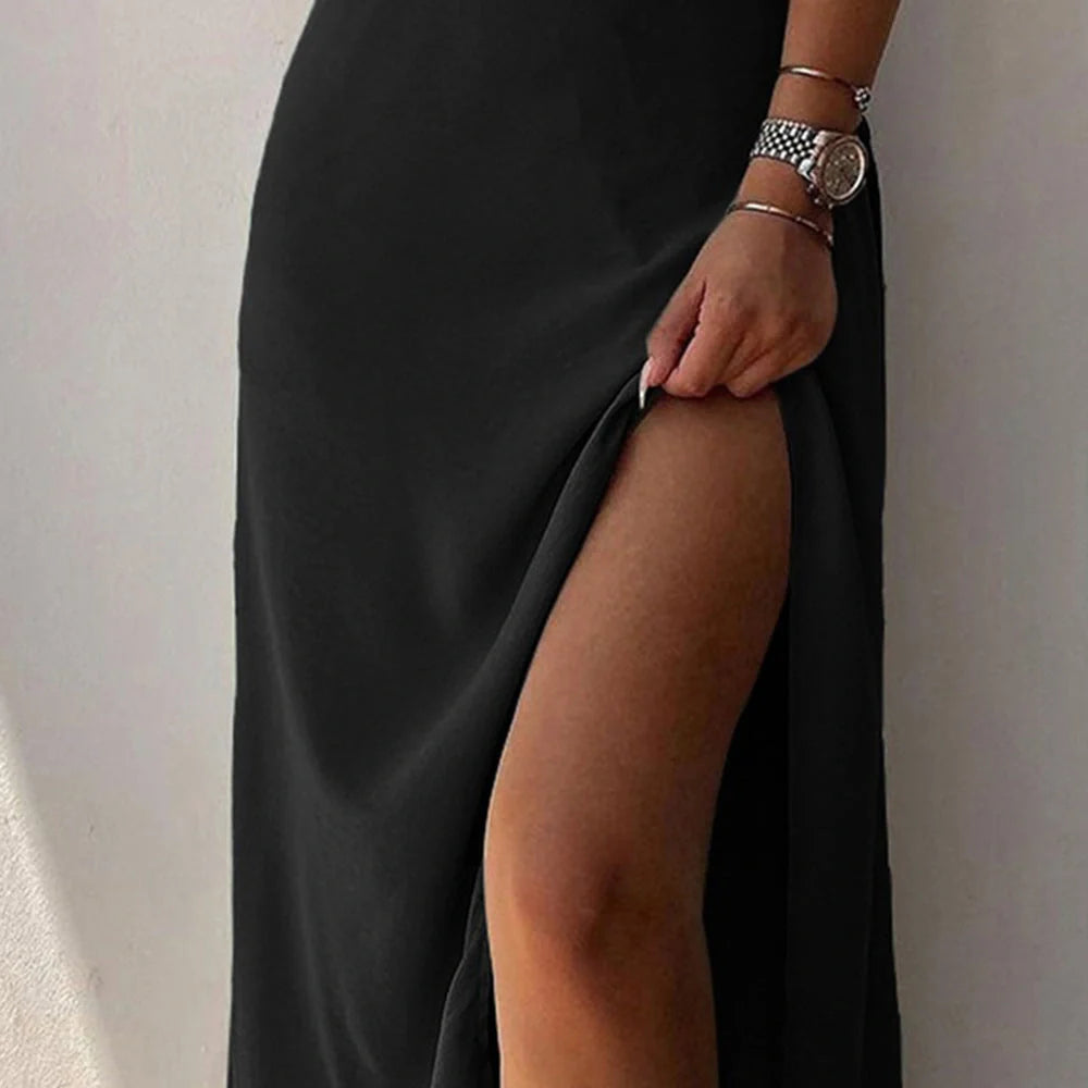 V-neck Slip Dress with floral print and side slit in various colours