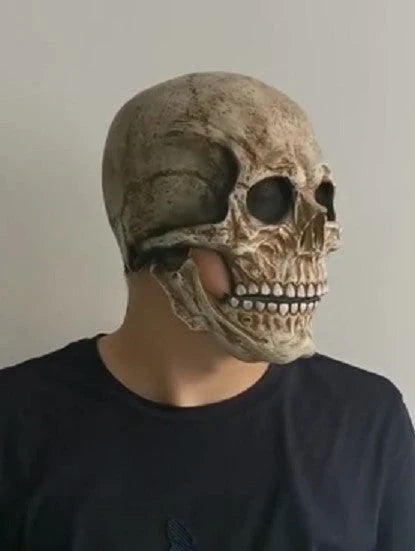 Creepy skeletal horror mask with movable jaw - perfect for Halloween costume and cosplay