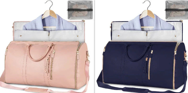 Versatile travel duffel bag for women with waterproof and foldable design, available in various color options