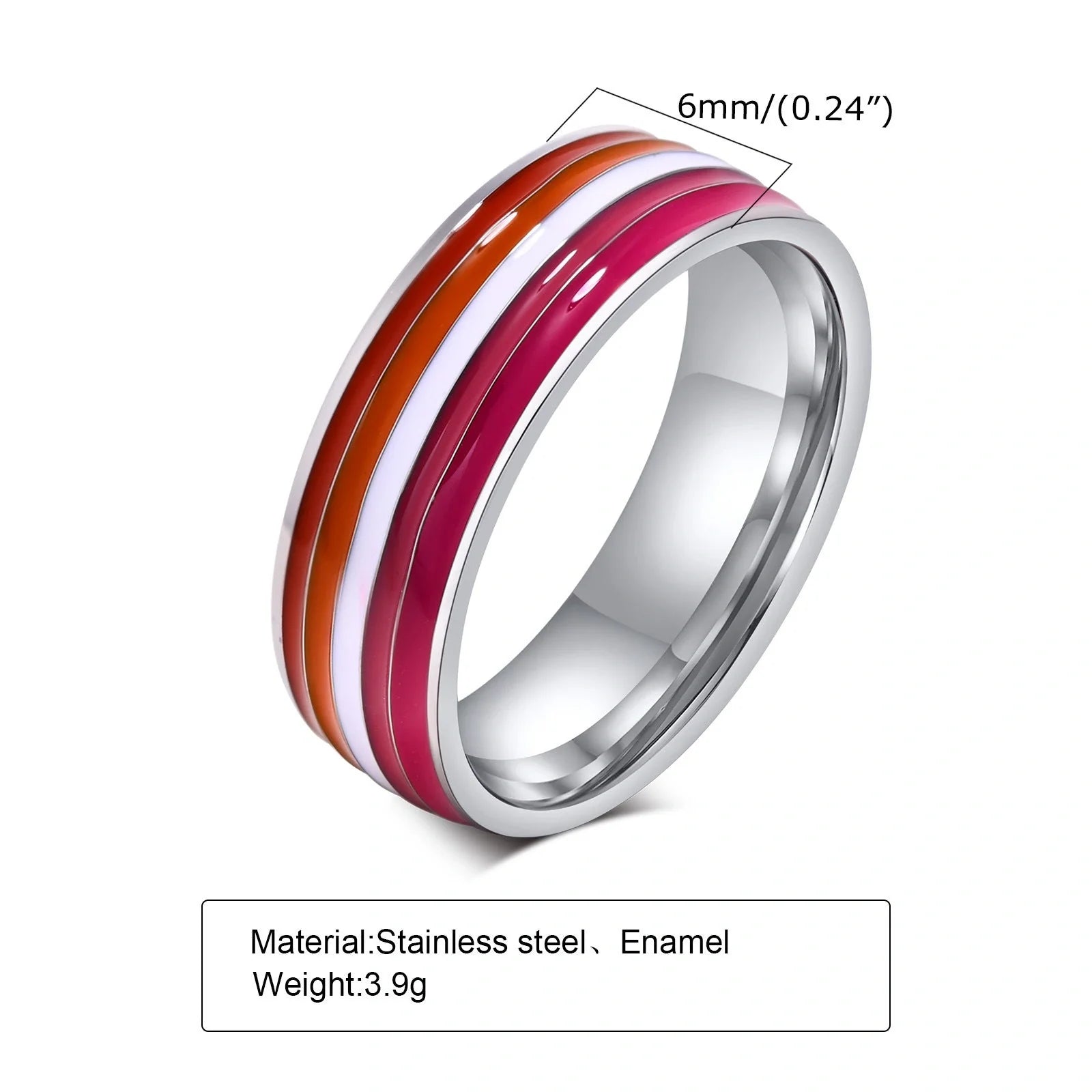Men's titanium steel rainbow flag ring with vibrant colours, perfect for pride or travel commemoration.