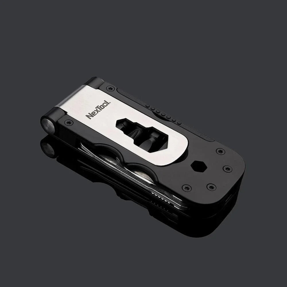 Premium multi-function bicycle repair tool set made of durable stainless steel with clamshell design and magnetic screwdriver sleeve
