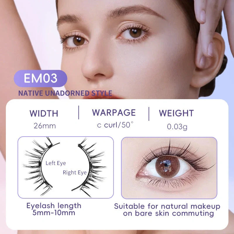 Premium magnetic suction false eyelashes in mink hair for a natural, glamorous look