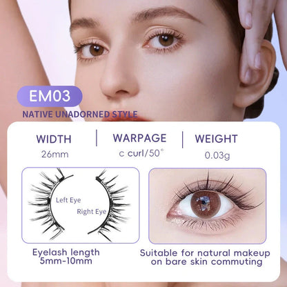 Premium magnetic suction false eyelashes in mink hair for a natural, glamorous look