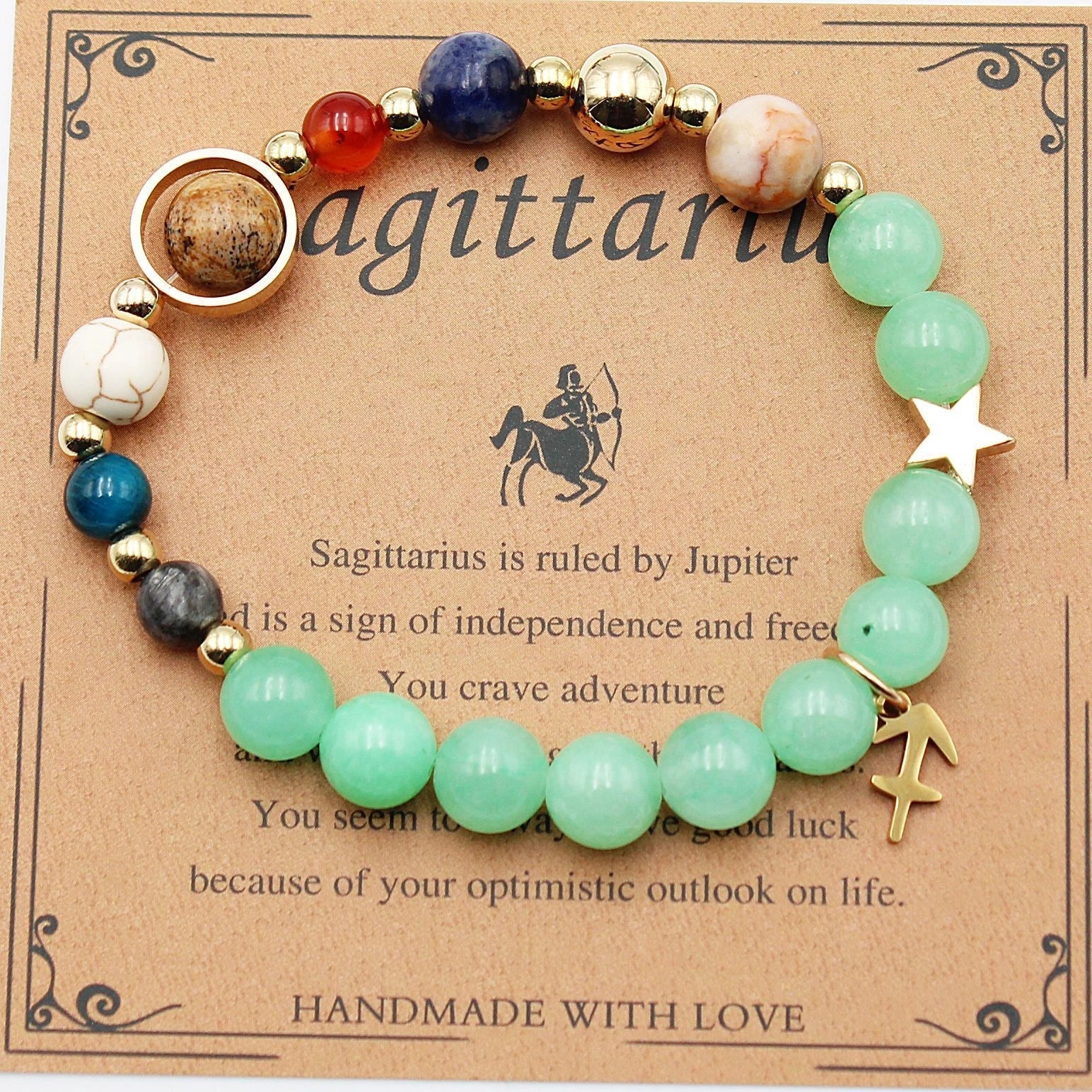 Morgan Stone Beaded Bracelet with twelve constellation designs