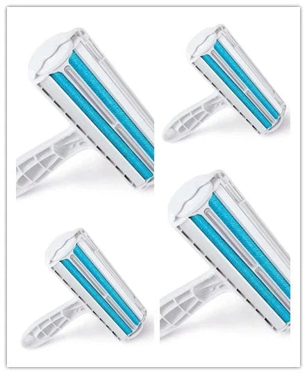Durable ABS pet hair remover tool in red and blue for efficient cleaning of furniture and carpets