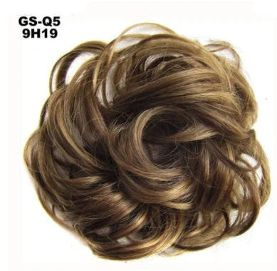 Synthetic wavy curly messy hair bun for women, 12cm diameter, high temperature wire