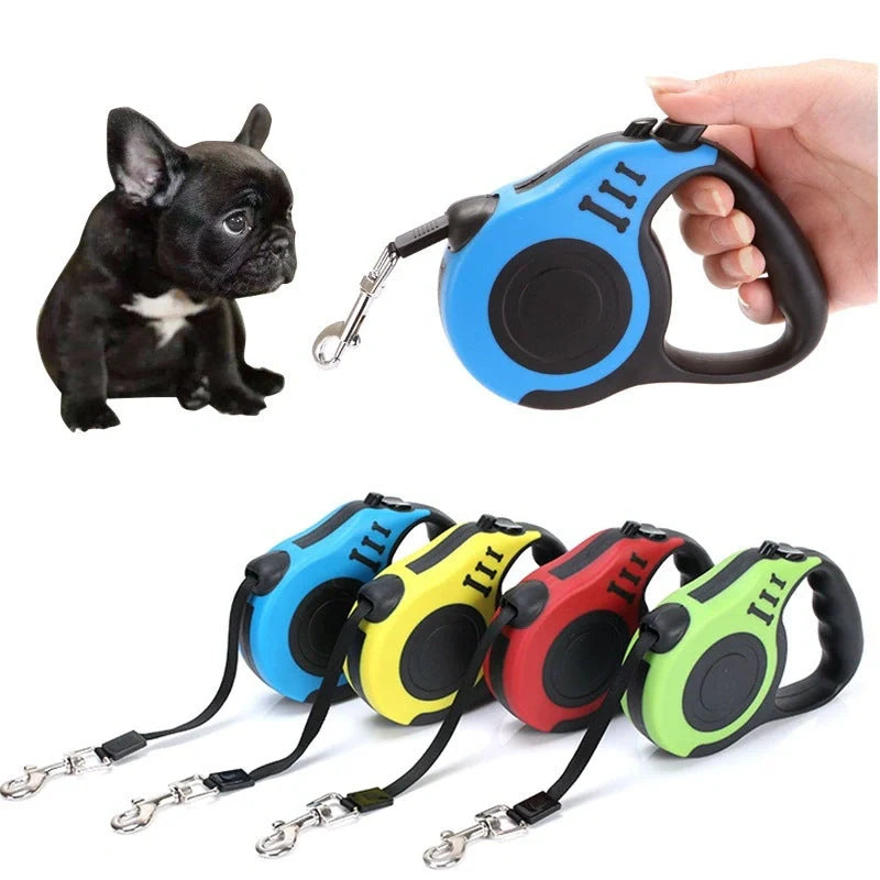 Automatic telescopic pet leash with one-handed braking and locking system, made of eco-friendly materials for safe and convenient pet walking