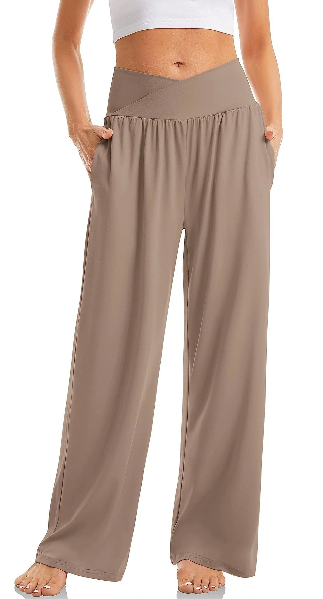 Women's Cross-Waist Yoga Trousers in various colours for comfort and style