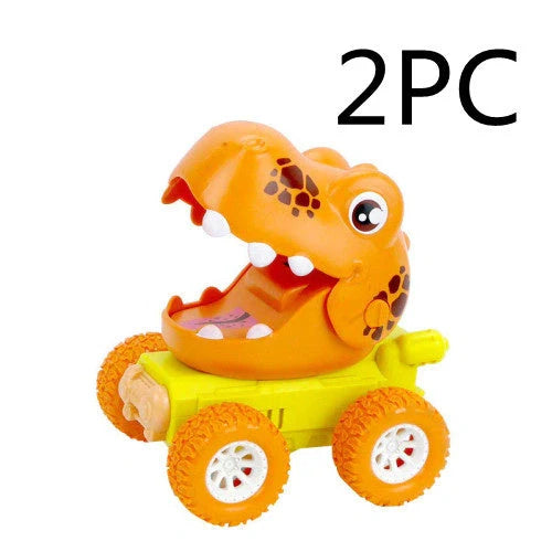 Dinosaur and animal themed push and slide toy car for kids, encouraging active play and imagination.