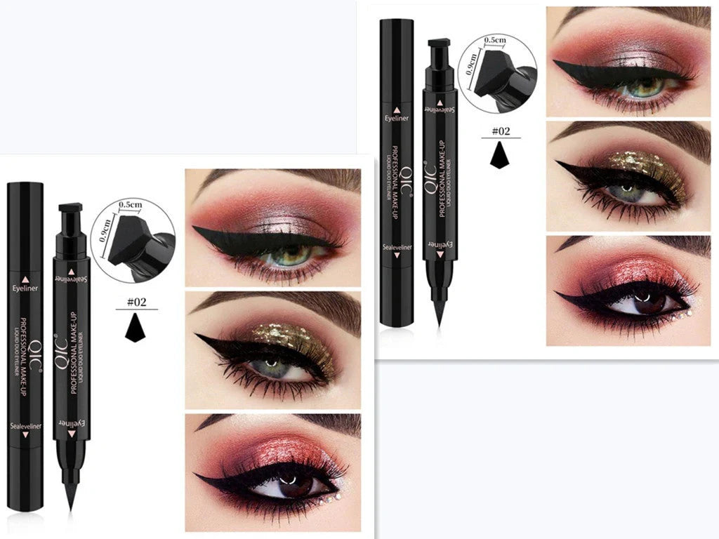 Double-headed wing seal eyeliner with carbon black formula for smudge-proof application