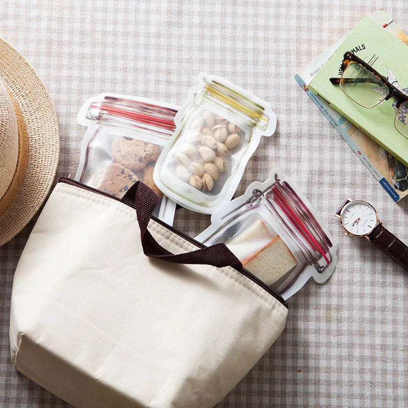 Reusable waterproof sealed snack storage bag with zipper, 1L capacity