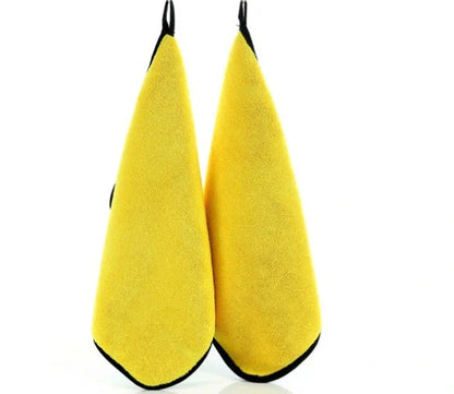 Sunny yellow coral velvet microfiber towel, 30x40cm, quick-dry