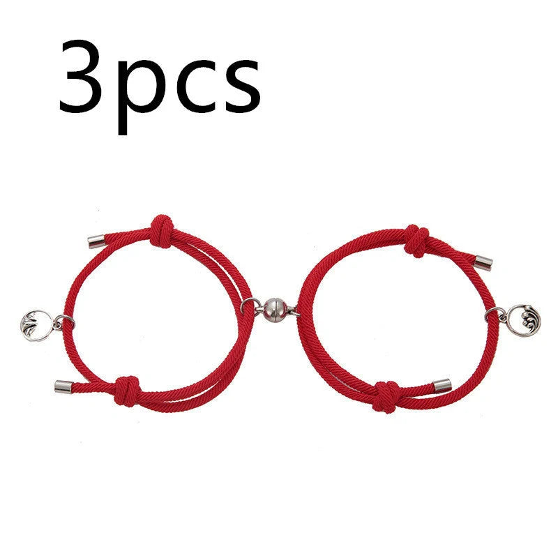 Magnetic Couple's Bracelet Set with adjustable alloy design, symbolising eternal love and connection.
