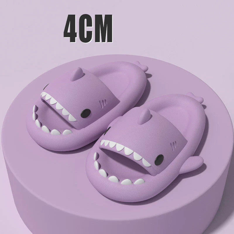 Cozy shark-themed slippers made of plush EVA material for indoor and outdoor wear with customized support