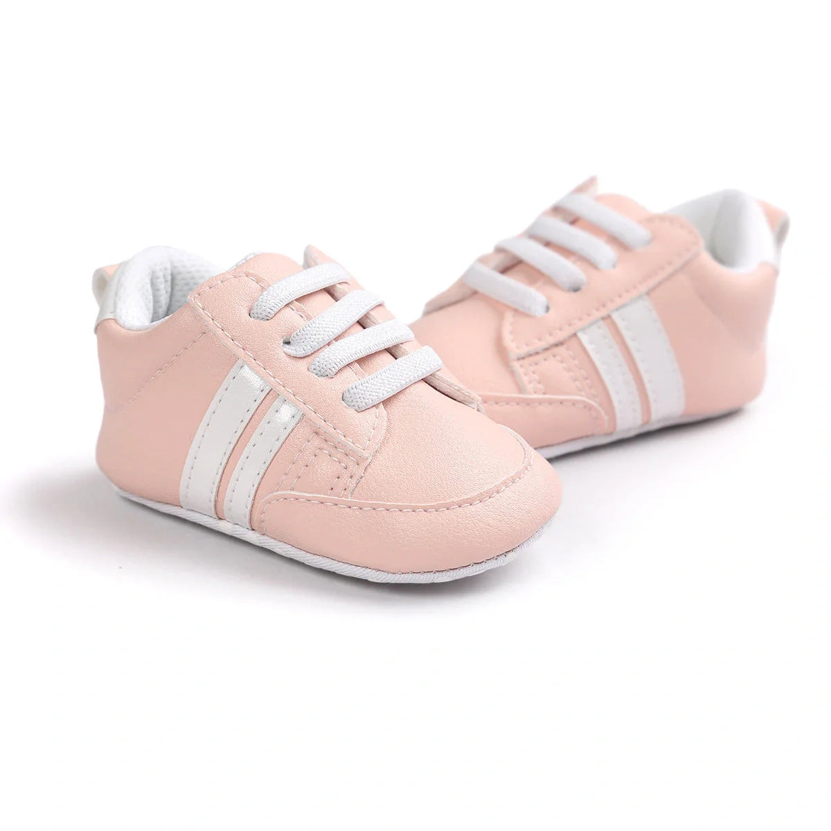 Soft PU leather non-slip baby moccasins for first walkers in brown