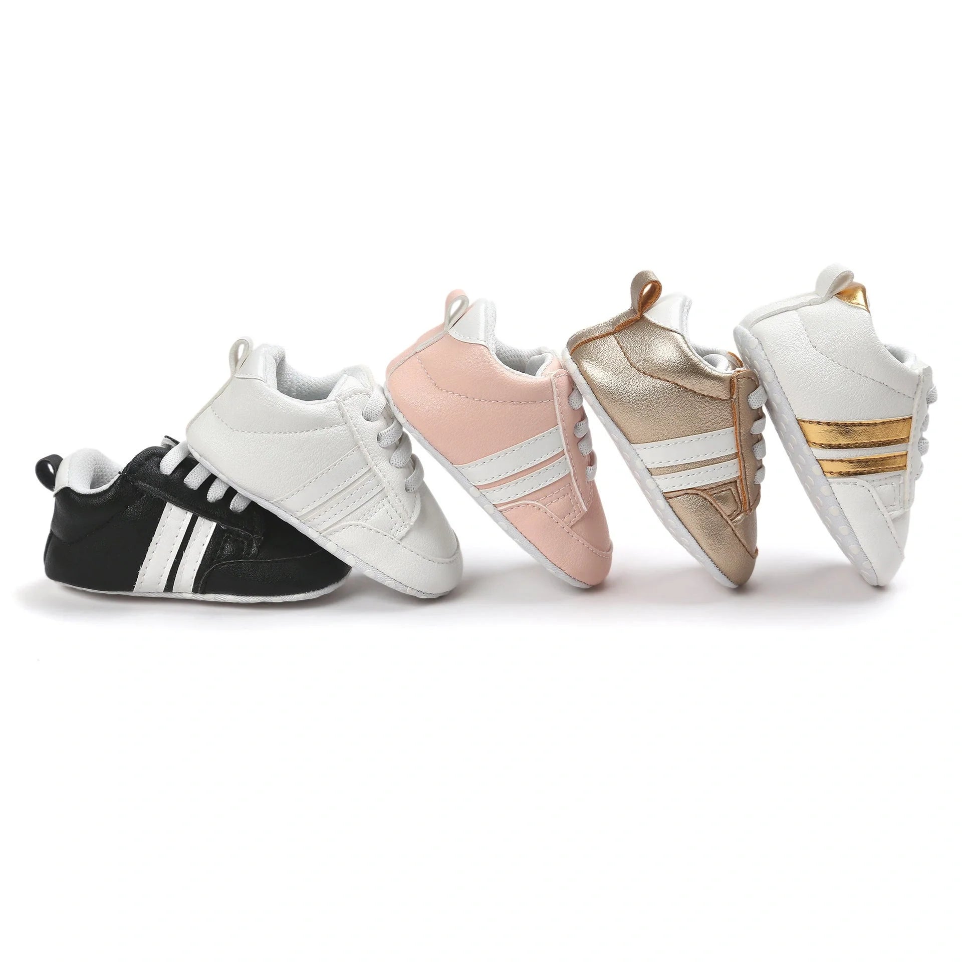 Soft PU leather non-slip baby moccasins for first walkers in brown