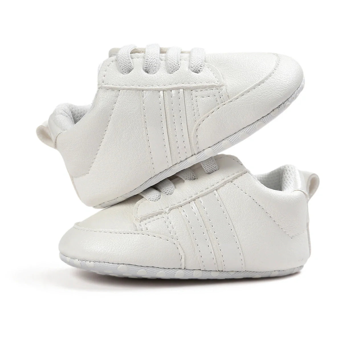 Soft PU leather non-slip baby moccasins for first walkers in brown