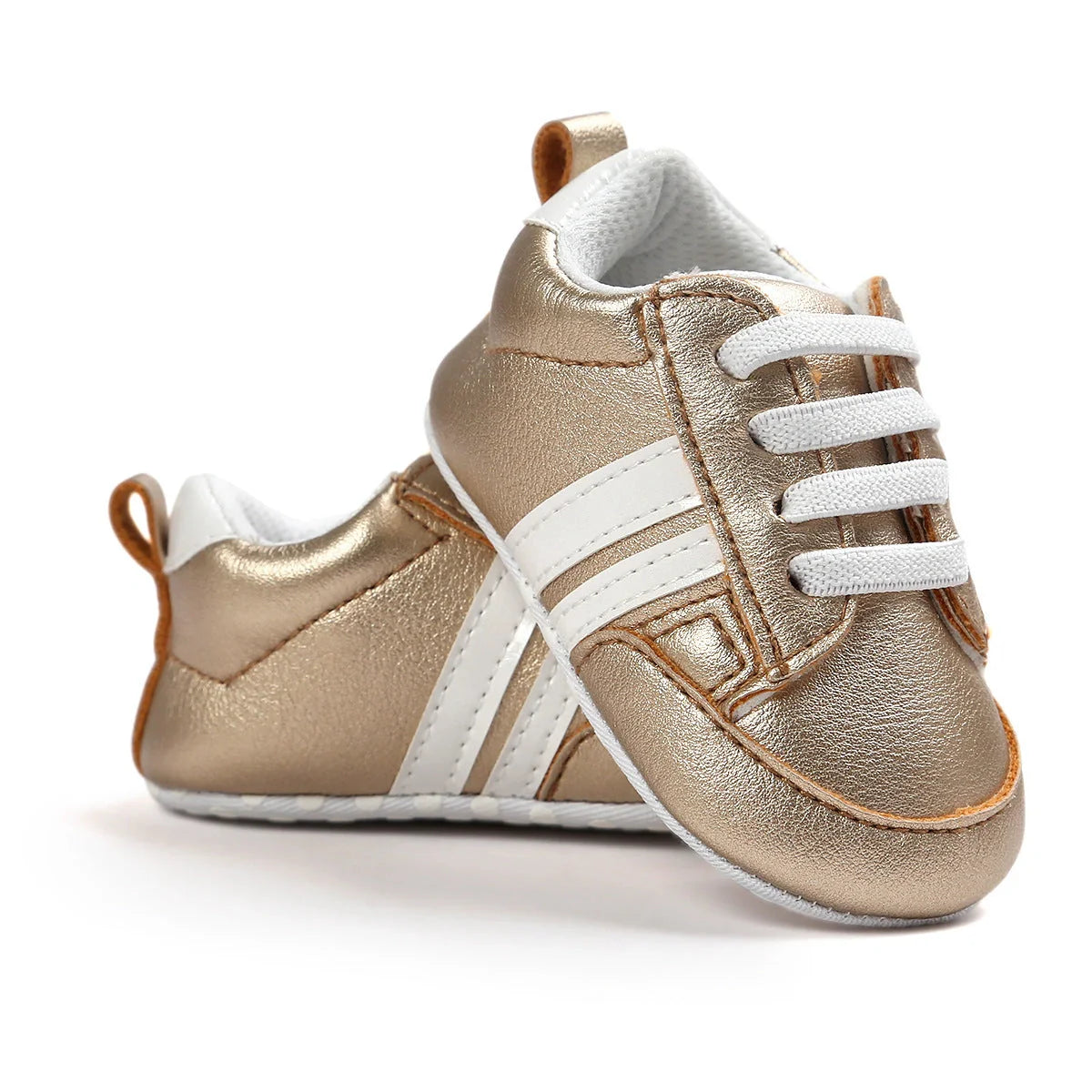 Soft PU leather non-slip baby moccasins for first walkers in brown