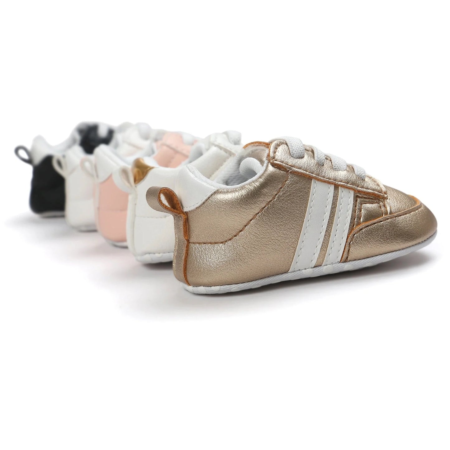 Soft PU leather non-slip baby moccasins for first walkers in brown