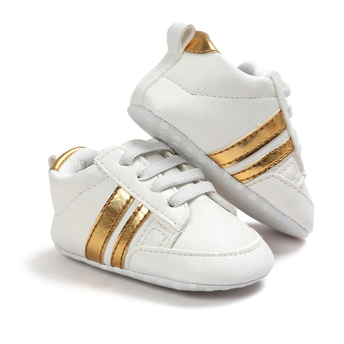 Soft PU leather non-slip baby moccasins for first walkers in brown
