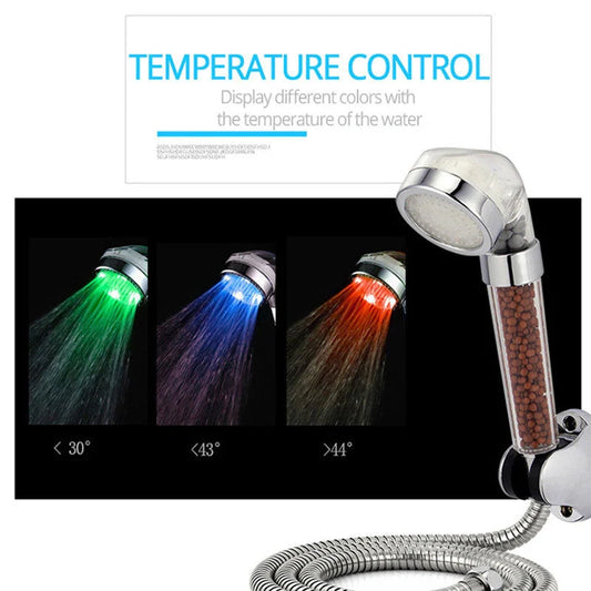 Color Changing LED Shower Head with temperature display and high-pressure flow
